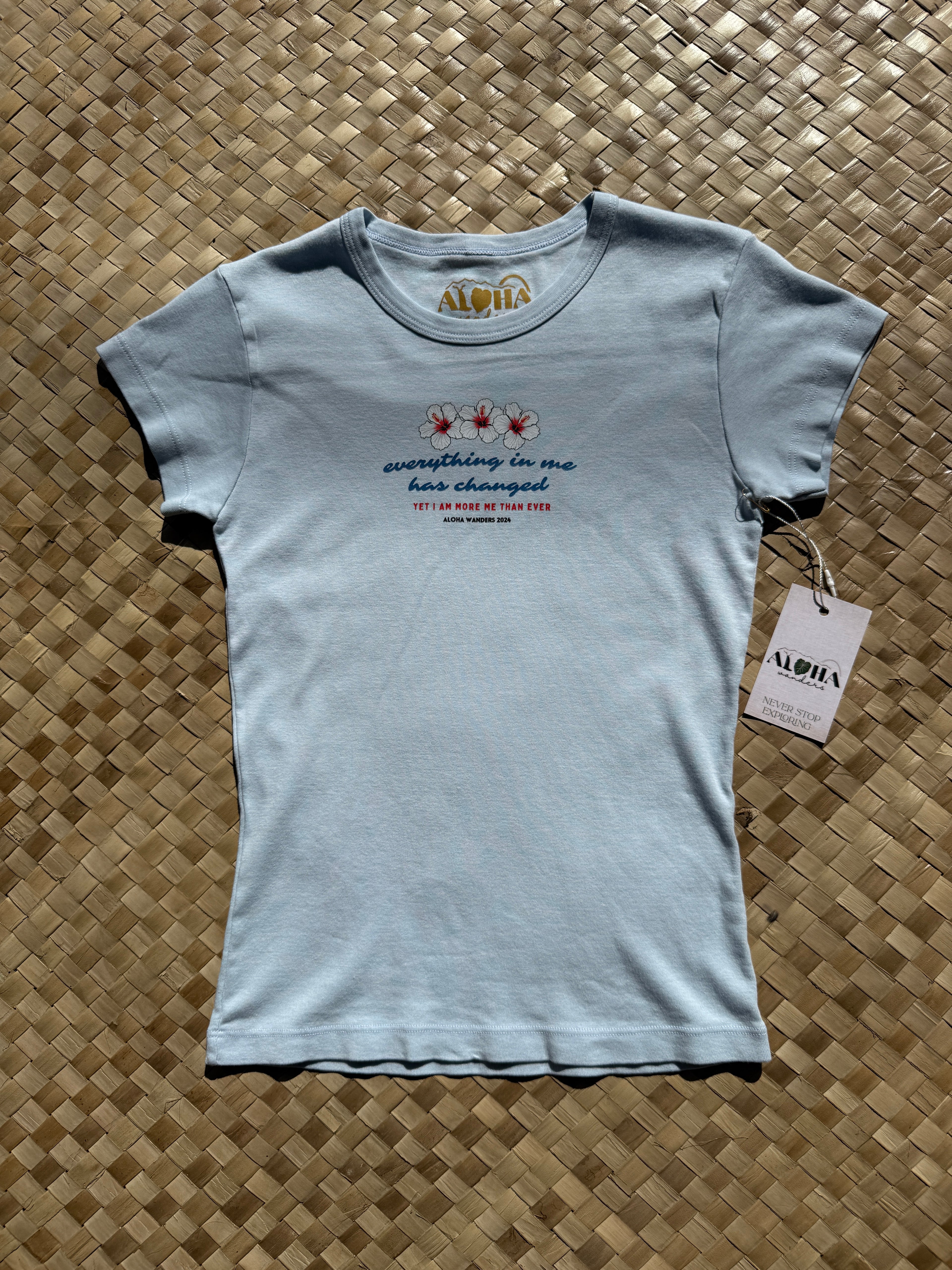 EVERYTHING IN ME HAS CHANGED CAP SLEEVE BABY RIB CROP TEE