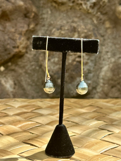 Tahitian Pearl - 14K Gold Filled Hook Dangle Earrings