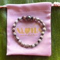 Job’s tears seeds, freshwater purple pearl, strawberry tigers eye, 5.5-6in stretchy bracelet