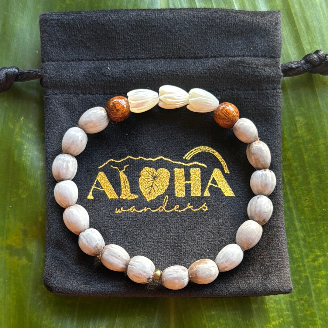 Job’s tears, Koa wood, Pikake flower