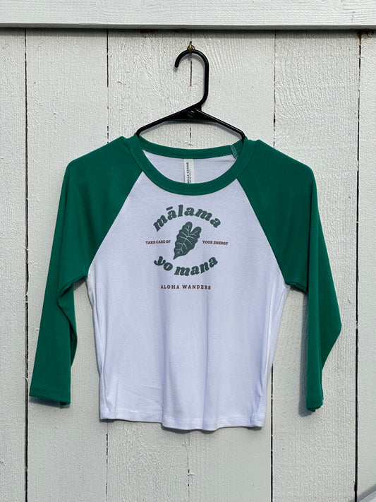 MALAMA YO MANA 3/4 RAGLAN BABY TEE