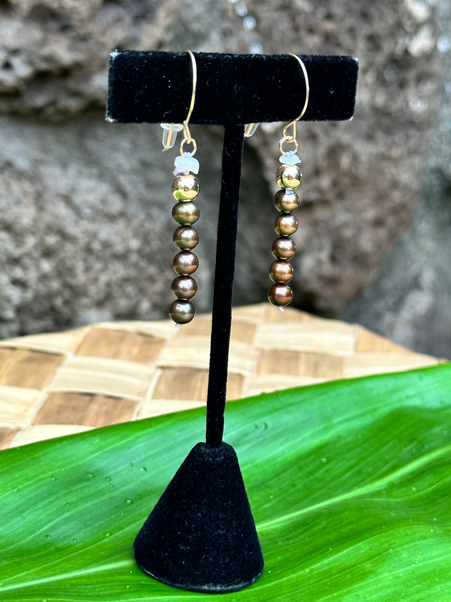 Five Cultured Pearls - 14K Gold Filled Dangle Earrings