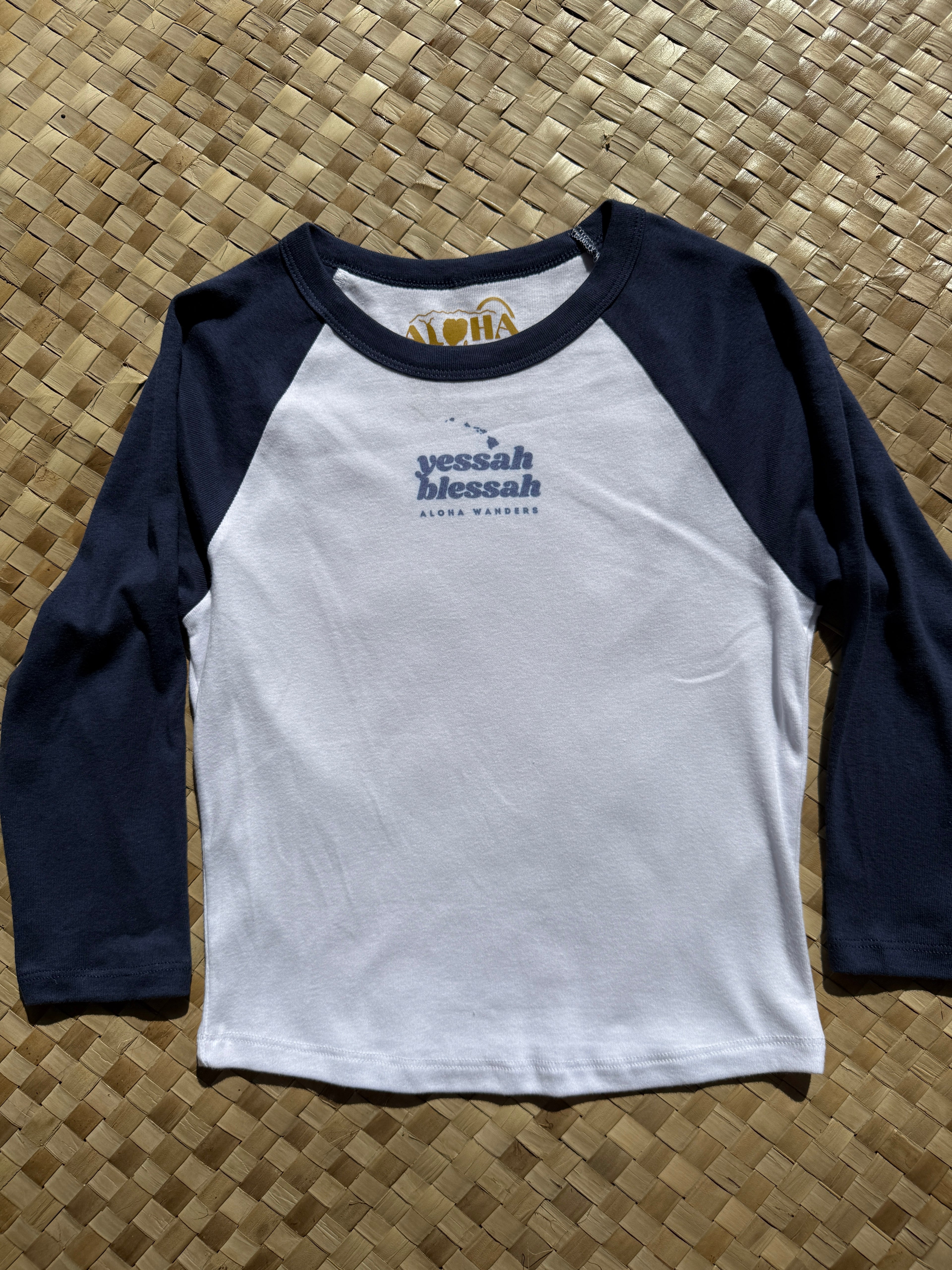 YESSAH BLESSAH MICRO RIB 3/4 RAGLAN BABY TEE