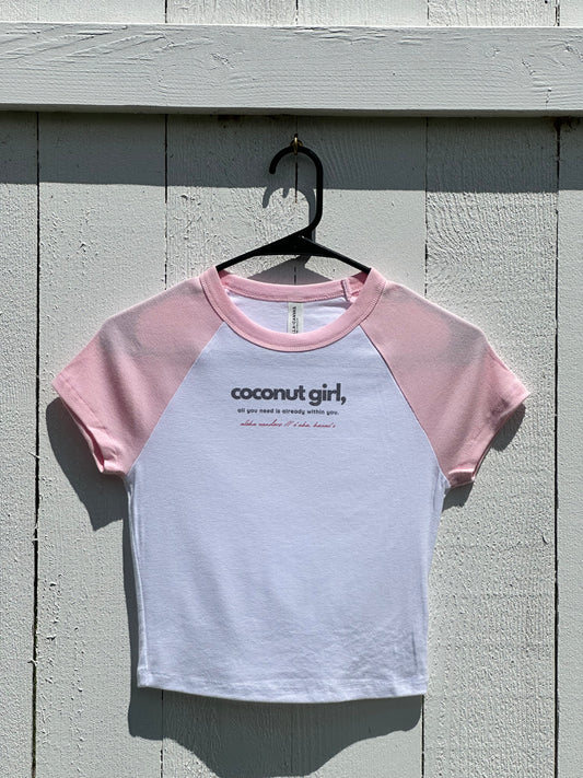 COCONUT GIRL RAGLAN BABY TEE