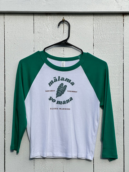 MALAMA YO MANA 3/4 RAGLAN BABY TEE