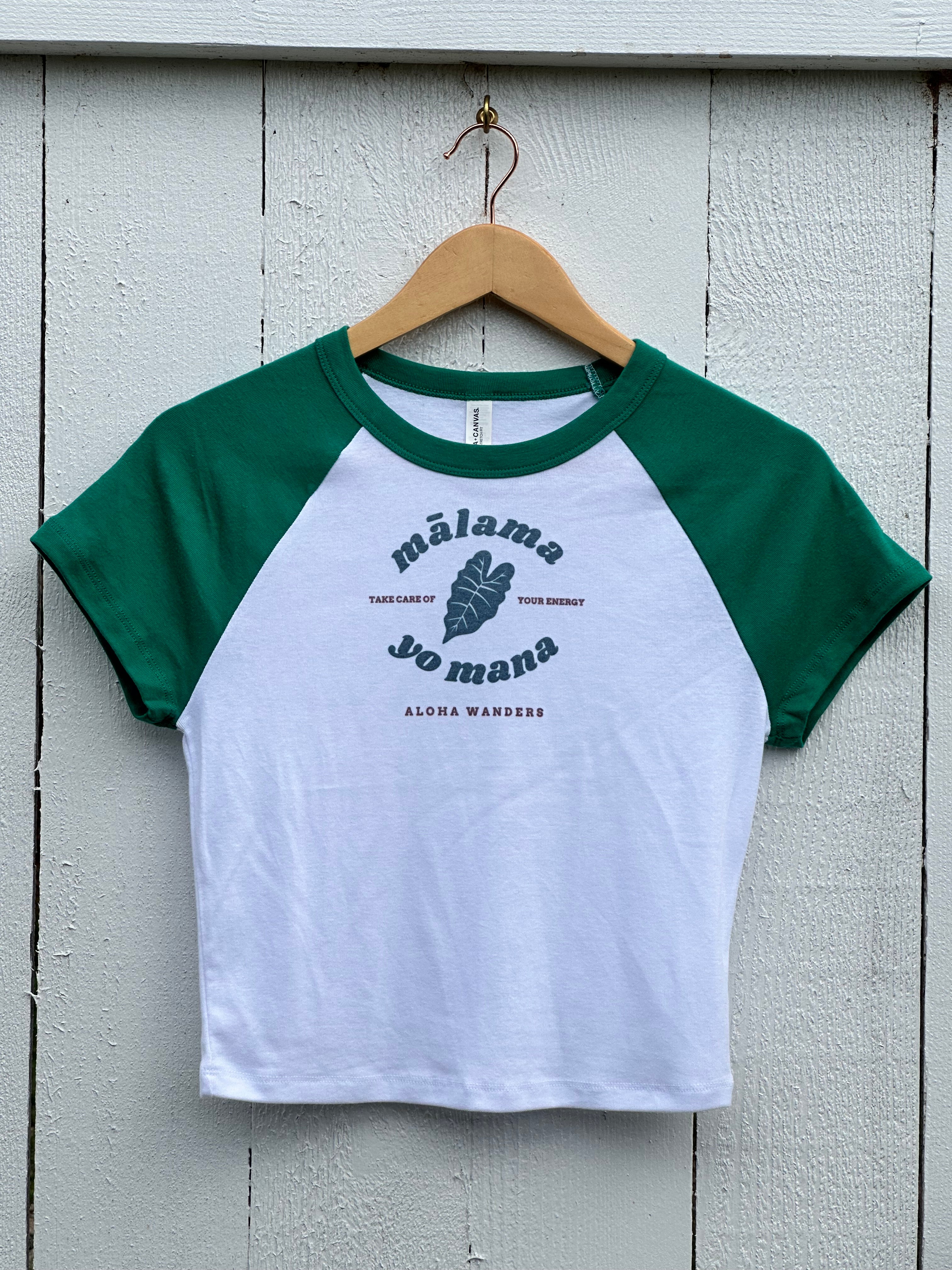 MALAMA YO MANA MICRO RIB RAGLAN BABY TEE