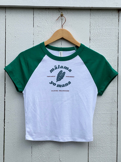 MALAMA YO MANA MICRO RIB RAGLAN BABY TEE