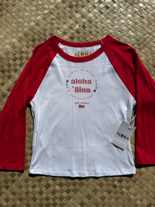 ALOHA AINA MICRO RIB 3/4 RAGLAN BABY TEE