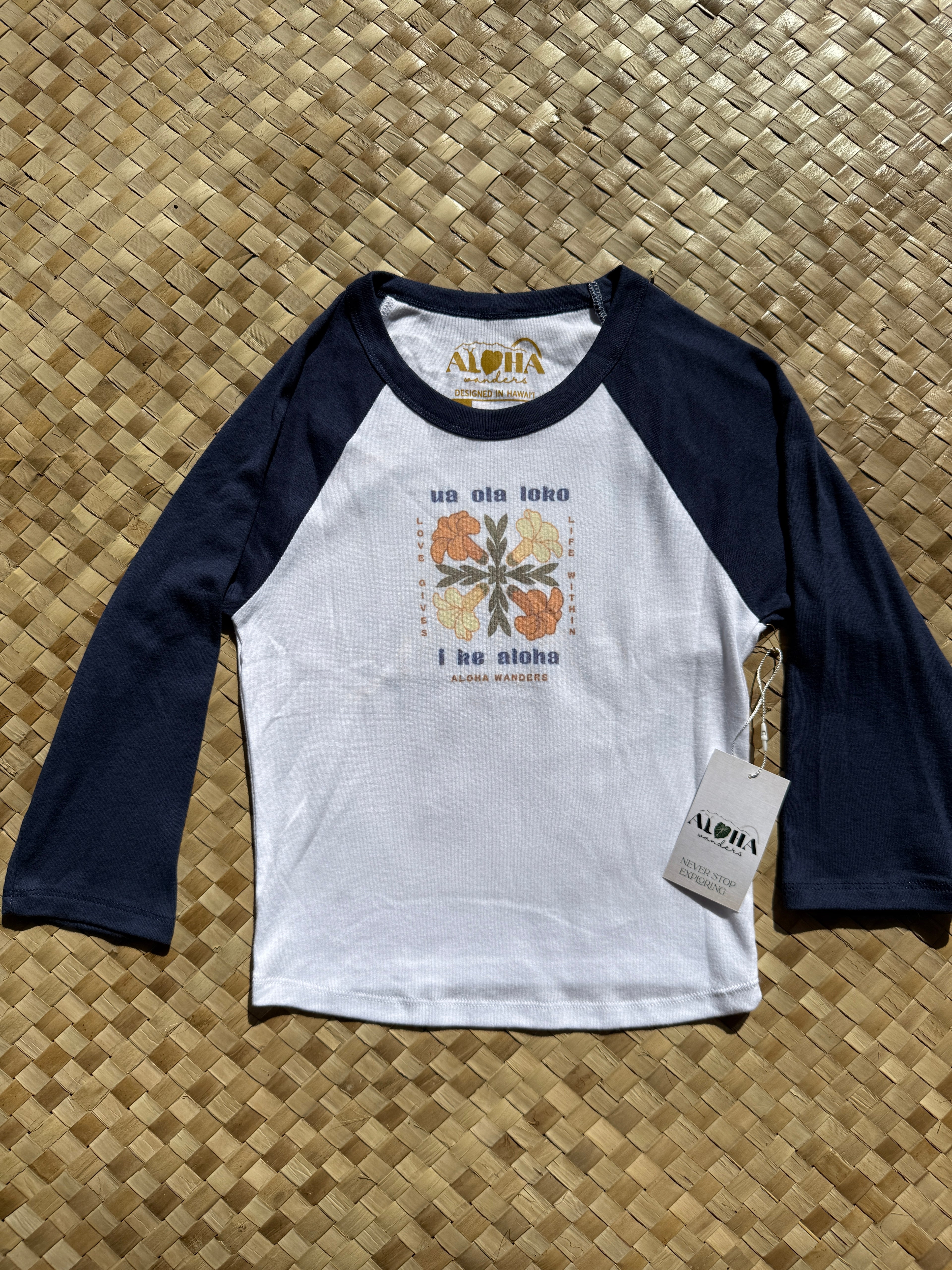 PUAKENIKENI LOVE GIVES LIFE WITHIN MICRO TIB 3/4 RAGLAN BABY TEE