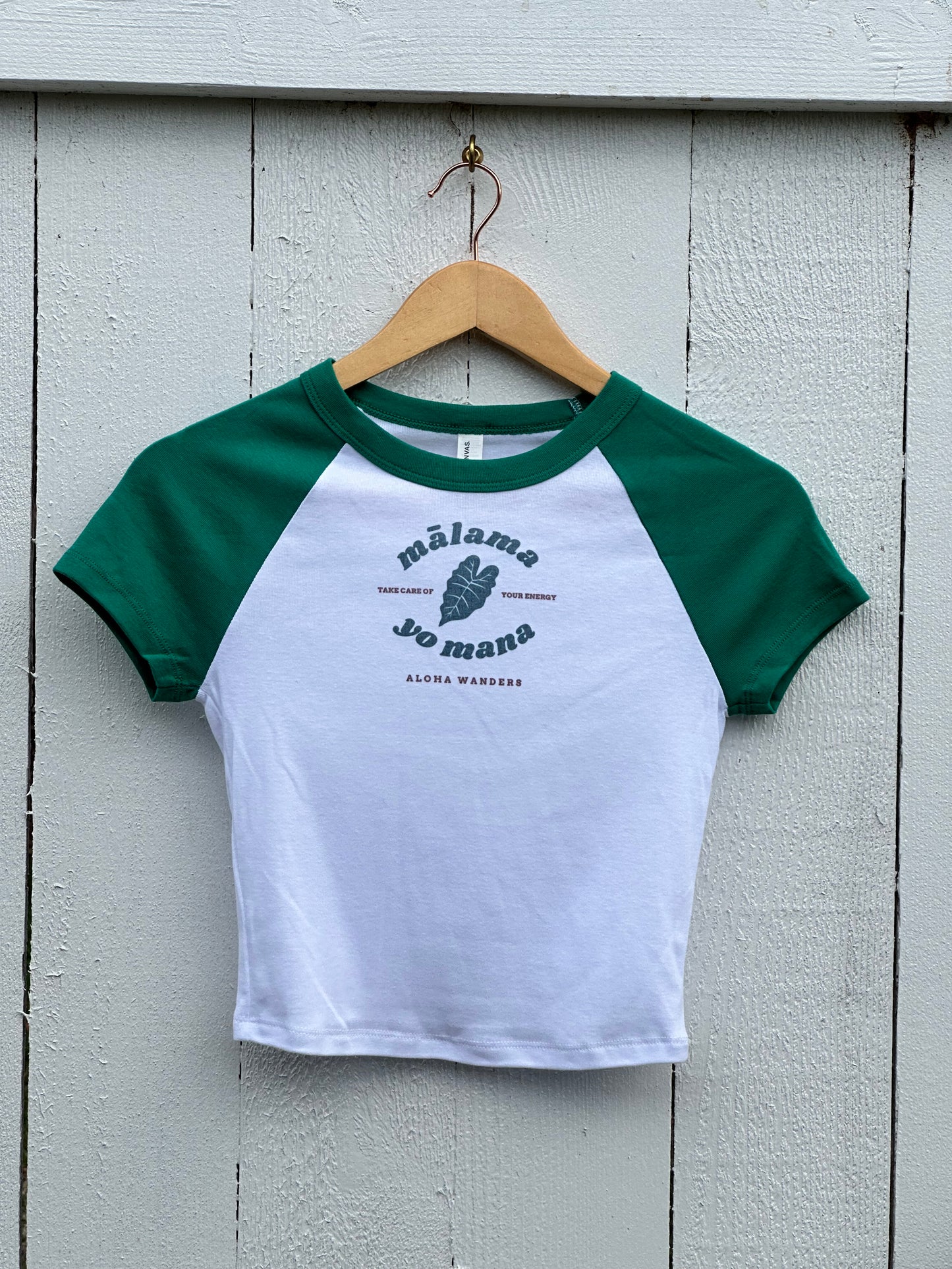 MALAMA YO MANA MICRO RIB RAGLAN BABY TEE