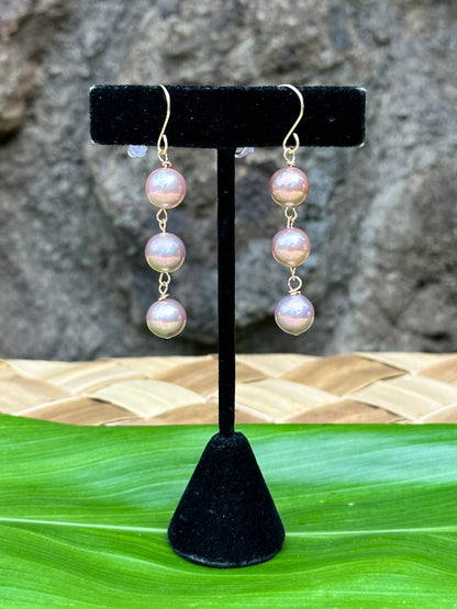 Pink Edison Pearls - 14K Gold Filled Dangle Earrings