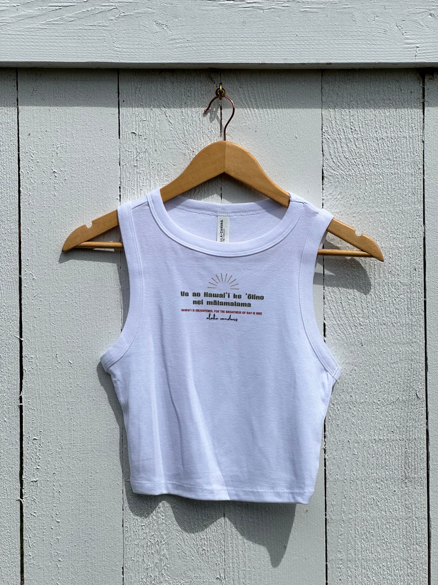 HAWAI’I IS ENLIGHTENED MICRO RIB MUSCLE CROP TANK