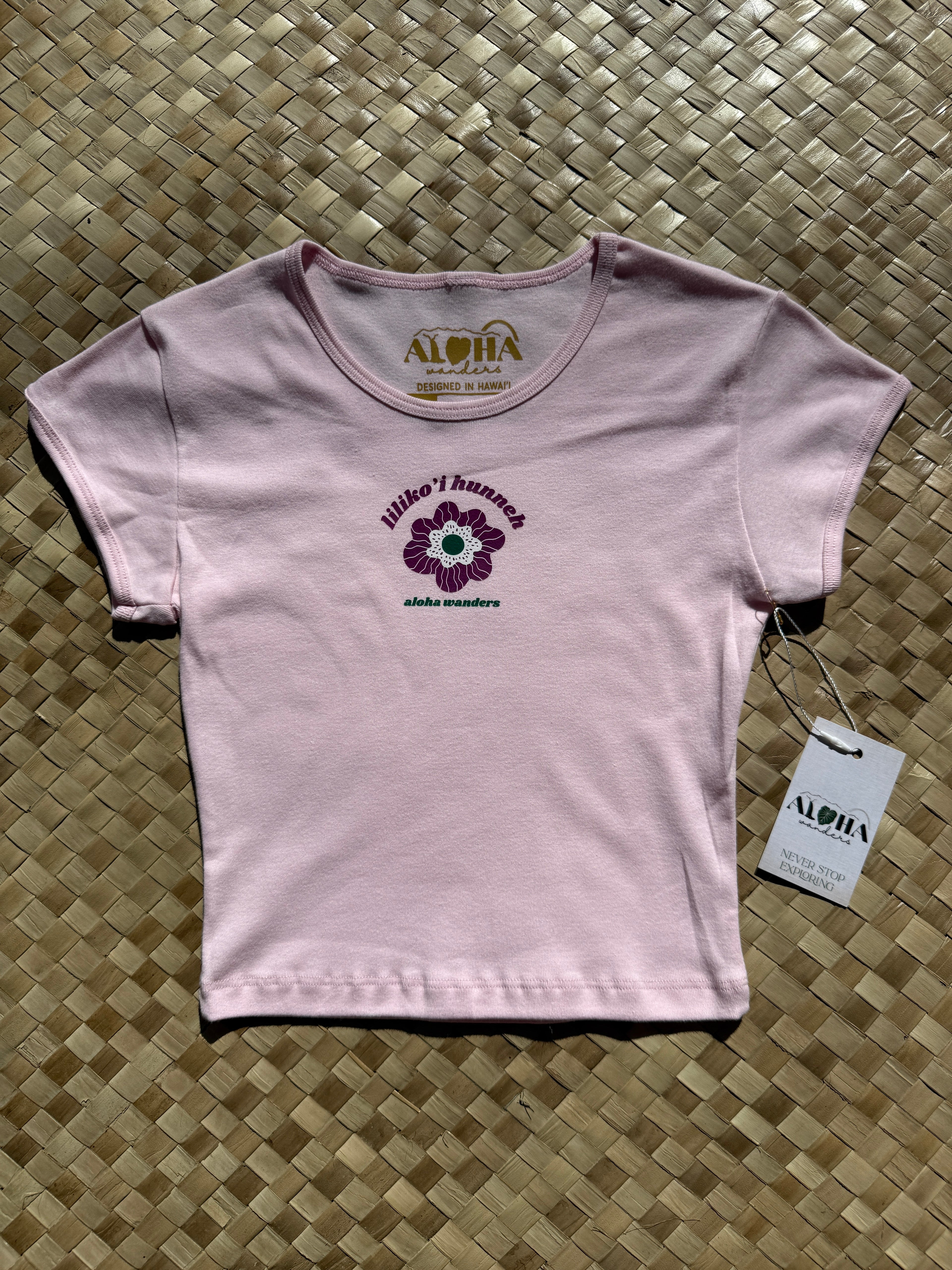 LILIKO’I HUNNEH CAP SLEEVE BABY RIB CROP TEE